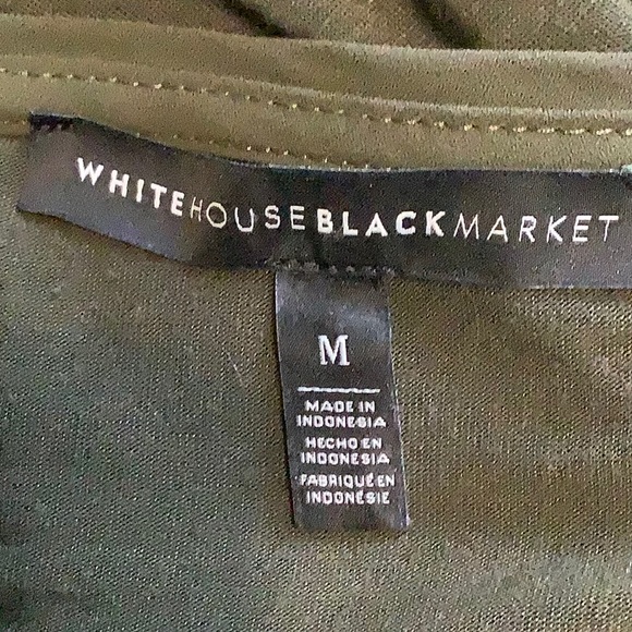 WH-BM deep olive green jersey tee, 3/4 sleeves with ruffle trim and ties. So Med - Picture 5 of 7